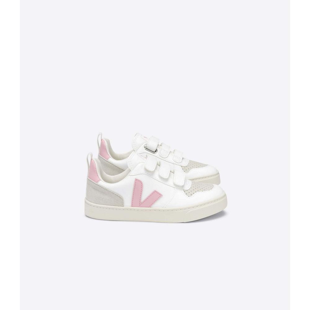 Veja V-10 STRAPS CWL Kids\' Shoes White/Pink | NZ 801KOR